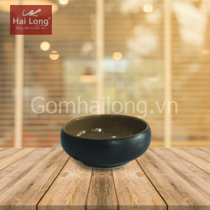 Bát dẹt cỡ số 2 đen lòng gốm
