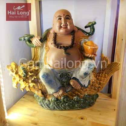 Tượng Phật Di Lặc cá chép cao 40cm - S2