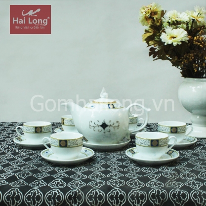 Bộ ấm chén sứ dáng bưởi hoàng gia 700ml (Trắng)