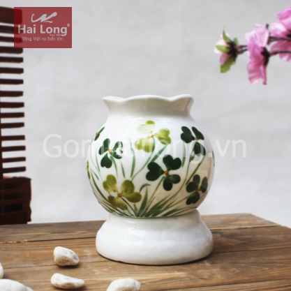 Đèn xông tinh dầu họa tiết cỏ ba lá cỡ bé