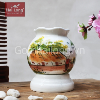 Đèn xông tinh dầu họa tiết nhà tranh cỡ nhỡ