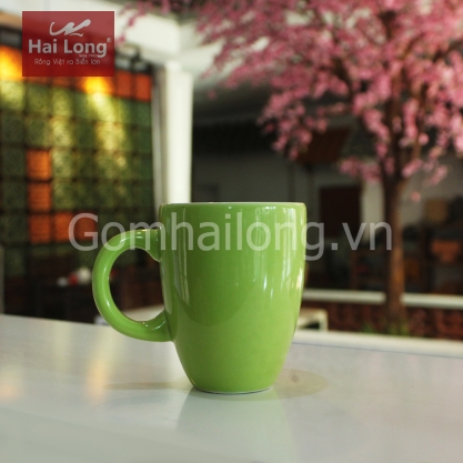 Tách cà phê Latte dáng ý men xanh cốm quai C