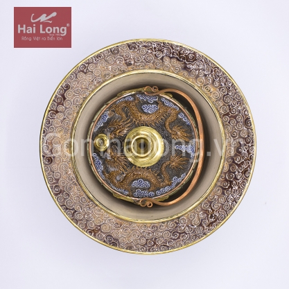 Bát điếu họa tiết rồng diềm vàng da lươn