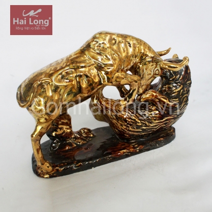 tượng gốm sứ vẽ vàng trâu phong thủy_2